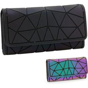 Geometric Luminous Wallet for Women Holographic Reflective Clutch Purse